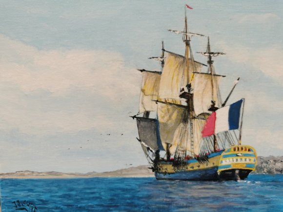 En vue de la côte,  l'Hermione
