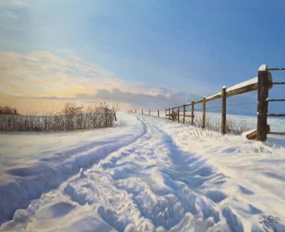 chemin de campagne  sous la neige